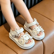 Girls' Bow Decor Fashion Sunny Sandals - White - View 5