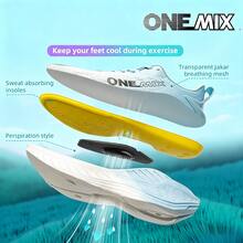 ONEMIX 時尚運動休閒跑步鞋,舒適吸震,低筒厚底,防滑耐磨,海鹽白 - 海鹽白 - 查看 11