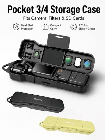 All-In-One Storage & Protective Case For Pocket 3/4, Hard Shell Portable Storage Box With Filter Slot, 2 Memory Card Slots, Magnetic Accessory Slot And Soft Lining, Suitable For Osmo Pocket 3/4 Travel Vlog Daily Carry