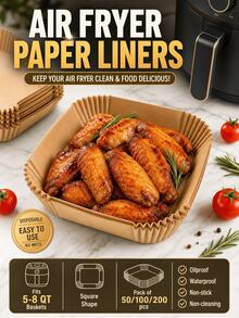 STANIEY Air Fryer Baking Paper Liners, Oil-Absorbing Oven Mats, Heat-Resistant Square Silicone Parchment Paper For Food, Home Use - View 9