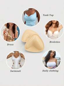 2pcs Triangle Double-Sided Silicone Breast Pads, Reusable Invisible Self-Adhesive Breast Pads, Skin-Friendly Adhesive Shaping Breast Pads, No Extra Tape Needed, Seamless Fit For Low-Cut, Backless And Sheer Outfits, Women's Lingerie Accessories. Includes 30pcs Flower Nipple Covers - Multicolor - View 6