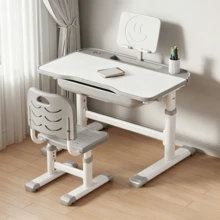 1 Pc Student Desk And Chair Set, Height‑Adjustable Desk And Chair, Desktop Equipped With Reading Stand And Pen Holder Storage Position, Built‑In Drawer Storage Space, Suitable For Study Use In Home Studies And Bedrooms - A - View 4