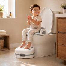Bacinica Infantil 3 En 1 Desmontable, Reductor Para WC Y Banquito - Gris Claro - Ver 4