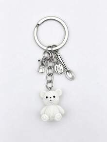 1pc Coffee Bear Keychain, Creative Key Ring Decorative Accessory, Car Key Holder, Bag Pendant, Suitable For Friends, Family, Valentine's Day Gift, Birthday Gift, Holiday Gift, Party Favor - Multicolor - View 4