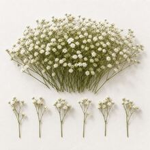 25/50/100/Pcs Mini Baby's Breath And Other Artificial Flowers - For Resin Mold Art And Handicrafts, Used For Hair Accessories, Wedding Wreaths, Table Flowers, Home Decor, Etc. - White and Green Rod - View 4