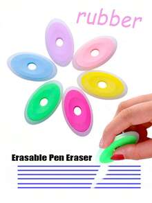5PCS Random Color Erasable Pen Erasers, Suitable For Students' Daily Homework Practice, Daily Writing Correction, Calligraphy Practice Modification, Easily Erase Wrong Words And Ink Marks, Practical Correction Erasers For Learning And Office - Multicolor - View 4
