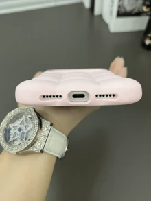 Liquid Silicone 3D Cloud Bubble Phone Case, Compatible With IPhone 12 13 14 15 Plus 16 17 18 Pro Max, Shockproof Protective Cover - Baby Pink - View 5