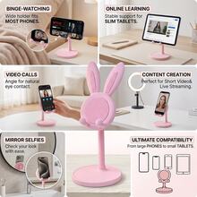 1pc - Cute Rabbit Ear Adjustable Phone Stand, Stable Non-Slip Desktop Phone Holder, Hands-Free Rabbit Shaped Phone Stand Suitable For Office And Bedroom, Ideal Gift For Girls - Phone Stand - View 8