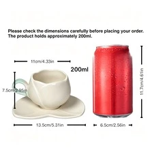 90ml & 200ml 鬱金香造型無鉛陶瓷杯盤組，可洗碗機清洗。這款 3D 花瓣設計的濃縮咖啡杯、下午茶杯與草本茶杯，是畢業季與開學季的完美禮物。 - 彩色 - 查看 9