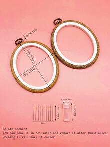 Vintage Aesthetic 2pcs Oval Embroidery Hoop Set, Includes 10pcs 3-Strand Gold Tail Hand Sewing Needles, Beginner Sewing Handmade DIY Kit, Suitable For Hand Embroidery Creation, Vintage Home Wall Decor And Handmade Gift Making - Antique Oval + 10pcs 3-strand Gold Tail Pins - View 11