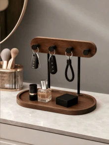 1pc Desktop Organizer Rack Key Holder With Tray Storage Space, Suitable For Storing Keys, Car Keys, Cosmetics, Jewelry, Living Room Bedroom Hallway Gift, Used For Organizing Desktop Clutter And Home Decor - View 1