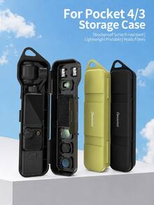 Estuche de Almacenamiento y Protección Todo en Uno para Pocket 3/4, Caja de Almacenamiento Portátil de Caparazón Duro con Ranura para Filtro, 2 Ranuras para Tarjetas de Memoria, Ranura Magnética para Accesorios y Forro Suave, Incluye Correa para la Muñeca, Adecuado para Osmo Pocket 3/4 Viajes Vlog Uso Diario - Ver 9
