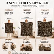 1pc Leopard Print Faux Rabbit Fur Blanket, Double Layer Warm Faux Rabbit Fleece Blanket, Multi-Functional Throw Blanket Suitable For Living Room, Bedroom, Sofa Decoration, All-Season Use, Great Gift For Family And Friends, Enjoy It With Your Family - Camel-colored Leopard Print - View 2