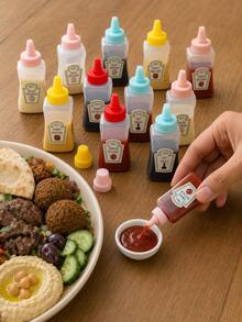 12/6/4/2pcs Mini Bear Squeeze Sauce Bottles, Portable Condiment Containers For Ketchup, Honey, Salad Dressing And Chocolate Sauce, Lunch Box Accessories, Suitable For Camping, Party, Dorm And Back To School - Multicolor - View 10