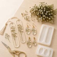 25/50/100/Pcs Mini Baby's Breath And Other Artificial Flowers - For Resin Mold Art And Handicrafts, Used For Hair Accessories, Wedding Wreaths, Table Flowers, Home Decor, Etc. - White and Green Rod - View 1