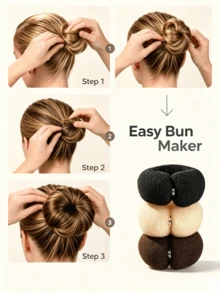 2/1pc Bun Styling Tool, Mesh Bun, Ballet Bun, DIY Hair Tie Styling Sponge With Button Design. Fresh And Sweet Braided Hair Accessory, Heatless Curling Tool And Practical Hair Styling Tool. Suitable For Halloween, Wedding, Christmas, Room Decoration - Multicolor - View 3