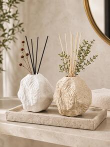 1pc Wabi-Sabi Ins Style Asymmetrical Rock Texture Rattan Aromatherapy Bottle, Wrinkled Surface Fragrance Container, Matte White/Spotted Beige, Minimalist Living Room Desktop Fragrance Decor Gift - Large Rock - View 5