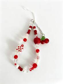 1pc Cute Cartoon Cherry Phone Lanyard, Handmade Beaded Camera Strap, Anti-Loss Wristband DIY Beaded - Multicolor - View 10