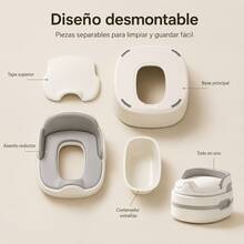 Bacinica Infantil 3 En 1 Desmontable, Reductor Para WC Y Banquito - Gris Claro - Ver 10