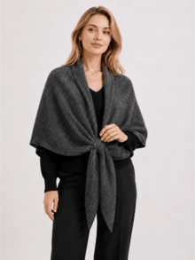 1pc New Warm Knitted Shawl Scarf, Elegant Versatile Solid Color Triangle Large Wrap, Suitable For Autumn/Winter Daily Wear For Women - Multicolor - View 9