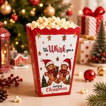 12/24 Buah Kotak Popcorn Natal, Kotak Suvenir Pesta Liburan Bergambar Manusia Kue Jahe dan Santa Claus, Kotak Camilan Natal Merah, Dekorasi Pesta Natal - Kotak Nasi Natal - View 2