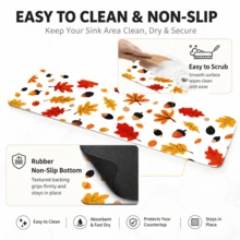 1pc Autumn Pattern Printed Diatomaceous Earth Faucet Water Absorbent Mat, Kitchen Sink Splash Guard, Washbasin Drip Tray, Countertop Water Collection Pad, Faucet Drip Collector, Suitable For Kitchen, Bathroom And Laundry Room - Multicolor - View 8