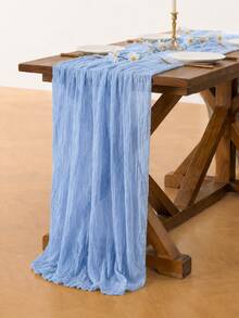 1/5 Pcs Light Blue Tulle Table Runner/Tablecloth, Soft Fluffy, For Weddings,Wedding Decor,Room Decor,Home Decor,Kitchen Deccor,Party Decor,Can Be Used As Chair Back Ties,Festivals, Engagement And Other Occasions - Baby Blue - View 3
