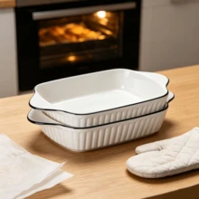 2‑Pack Rectangular Ceramic Baking Dish With Handles, 26.5cm Large Lasagna Pan, Ceramic Bakeware - View 1