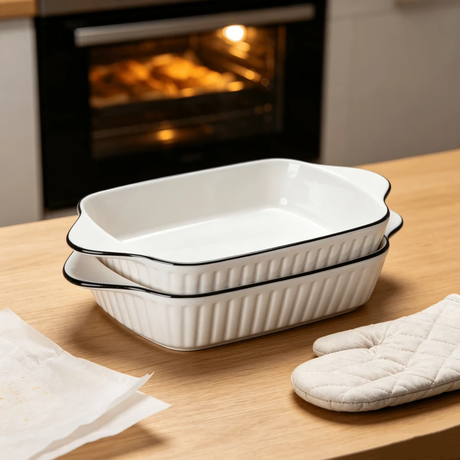 2‑Pack Rectangular Ceramic Baking Dish With Handles, 26.5cm Large Lasagna Pan, Ceramic Bakeware - View 1