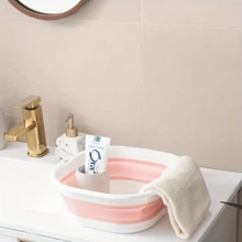 1pc Foldable Space-Saving Wash Basin - Durable Plastic Material, Portable Collapsible Wash Basin, Suitable For Home, Dorm, Camping - Modern Oval Design, Multi-Purpose, Easy To Store And Clean, Portable Wash Basin - Collapsible Basin - View 6