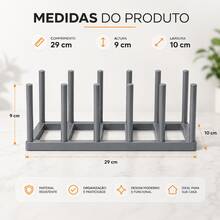 Suporte Organizador Porta Tampas de Panela Cinza - Cinza Claro - Visão 5