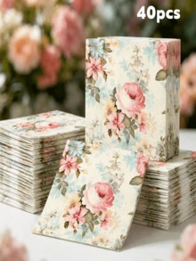 20pcs/40pcs/55/100pcs Floral Party Napkins - Spring Disposable Paper Napkins With Vintage Rose Floral Decor, Suitable For Garden Spring Tea Party, Elegant Disposable Dinner Napkins, Perfect For Weddings And Parties - Multicolor - View 11