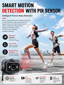 YAIUZGOO Kamera Olahraga Outdoor 1080P Full HD, Kamera Aksi Sudut Lebar 170° dengan Lensa Berputar 360°, Deteksi Gerak PIR, Penglihatan Malam, Lampu Isi Terintegrasi, Layar Warna, Kamera Video Portabel untuk Bersepeda, Mendaki, Perjalanan & Rekaman Vlog 1000mAh - View 8