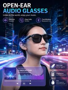 YAIUZGOO Smart Audio Fashion Glasses, Open-Ear Bluetooth 5.3 Fashion Glasses, Supports HD Calls, Lightweight Wireless Music Glasses, 5-7 Hours Playback Time, Fashion Neutral Design, Suitable For Driving, Outdoor, Sports And Daily Use, Compatible With IOS And Android - View 6