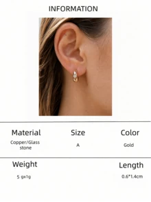2pcs Geometric C-Shaped Small Hoop Earrings, Suitable For Girls' Daily, Date, Party, Vacation Wear - A - View 9