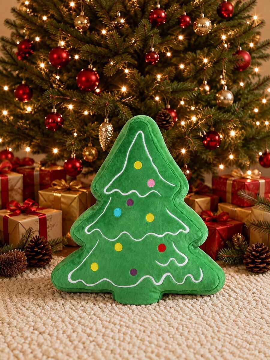 Plush Christmas Tree - Animal-Shaped Christmas Tree Pillow Perfect For Decorating Sofas, Living Rooms, And Christmas Parties; Great As A Small Gift To Put In A Christmas Stocking - Green - View 1