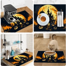 1pc Absorbent Drying Mat, Coffee Machine Mat, Halloween Pumpkin Castle Moon Night Design, Non-Slip Tabletop Protection, Suitable For Plates And Kitchen Utensils, Fits Holiday Table Decor, Applicable For Kitchen Counter, Bar And Dining Scenes, Quick Drying For Tableware, Multi-Purpose Drainage Mat, Home Gift, Tabletop Decoration - XYLSD-1029 - View 11