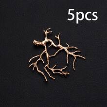 5pcs Gold & Silver Copper Tree Branch Pendant Bases, Suitable For DIY Handmade Crafts, Can Be Paired With Natural Gemstones, Crystals, Raw Stones, Pearls And Other Materials For Inlay Design - Multicolor - View 11