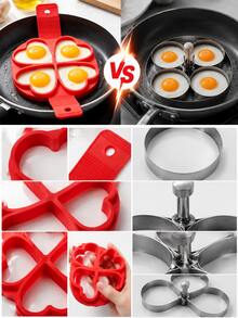 2pcs 4-Hole Heart-Shaped - Silicone Egg Poacher - Red Egg Making Tray - Non-Stick Cooking Tool - Suitable For Pancakes, Sandwiches, Breakfast - Multicolor - View 11