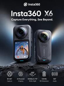 Insta360 X6 8K Panoramic Action Camera, Waterproof HD Anti-Shake, Handheld Pocket Camera, Custom Sensor, Dolby Vision, Large Capacity Battery, Windproof Microphone, Suitable For Travel, Vlog, Filming, Gifts - View 1