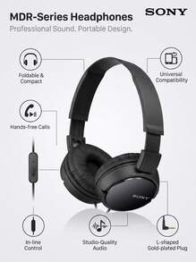 Sony Headphone Over-Ear MDR-ZX110AP Berkabel, Desain Ringan dan Dapat Dilipat, Bantalan Kepala Lembut untuk Pemakaian Jangka Panjang, Dilengkapi Mikrofon, Kualitas Panggilan Jernih, Cocok untuk Kantor dan Belajar, Warna Putih, Antarmuka 3.5mm - Putih - View 8
