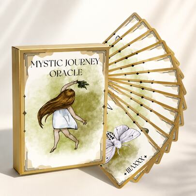 Mystic Journey Oracle Tarot Cards Fresh Watercolor Style Nature Theme Card Game For Enthusiasts Gathering Party Team Activity Collection Gift Cards