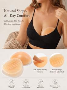1/2pcs Silicone Breast Pads, Comfortable And Versatile Invisible Breast Pads, Suitable For Parties And Dates, Realistic Silicone 3D Molded, Suitable For Various Exposed Skin Clothing, Providing Extra Protection - Multicolor - View 1