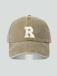 1pc Unisex Vintage Washed Baseball Cap A-Z Letter Print Pattern, Multiple Vintage Colors Available, Soft Texture Adjustable Dad Hat - Khaki - View 27