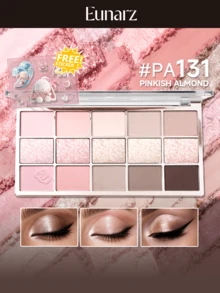 Palet Eyeshadow Eunarz 15 Warna, Palet Makeup All-In-One Matte Shimmer Metallic Berpigmen Tinggi, Cocok untuk Siang dan Malam, Tahan Lama dan Tidak Mudah Luntur - #PA131 PALET ALMOND MERAH MUDA - View 11