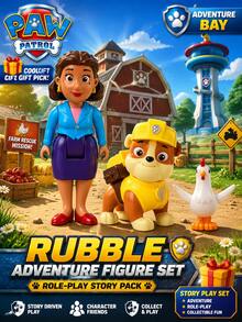 Anime Character Statues, Busts And Models, Spin Master PAW Patrol Mayor Goodway & Rubble Character Figure Set, Rotating Heads And Movable Limbs, Collectible Toy Figures, Desk Display Decorations, Idea For Birthday Gifts, Party Favor, Christmas Gift, Stocking Fillers, Fans - Multicolor - View 1