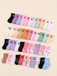 10 Random Hollow Heart Pattern Baby Socks, Warm And Breathable, Suitable For Newborns, Crawling And Walking Socks - Multicolor - View 2