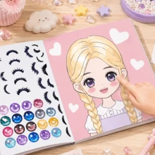 12 Styles Girls Dress-Up Stickers, Cartoon Creative Outfit Stickers, Beautiful Cute Cartoon Scene Decoration Dress-Up Show Educational Toy For Girls - Mixed - View 2