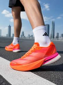 Adidas Men's Women's Running Shoes ADIZERO BOSTON 13 Racing Training Running Shoes Breathable Mesh Upper Athletic Shoes LB8524 - Bright Orange/bright White/glittery - View 3