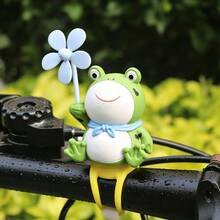 Creative Cartoon Frog Windmill Hanging Ornament, PVC Material (Silicone Strap/No-Trace Sticker) 2 Styles Available, Suitable For Bicycle, Electric Scooter, Motorcycle, Car Interior Decoration Small Accessory - Frog Windmill Toy - View 5